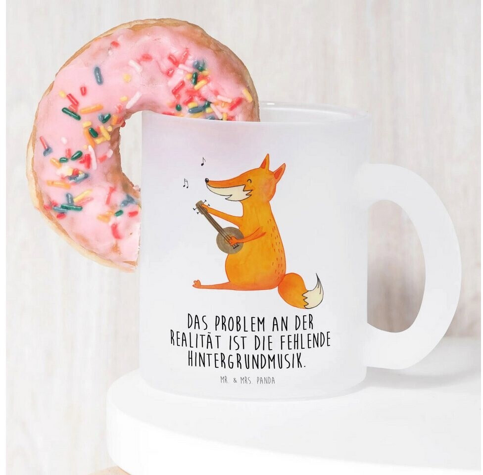 Mr. Mr. & Mrs. Panda Teacup fox guitar tea mug, warbling, musician, music saying, singer, musician, singer - side view