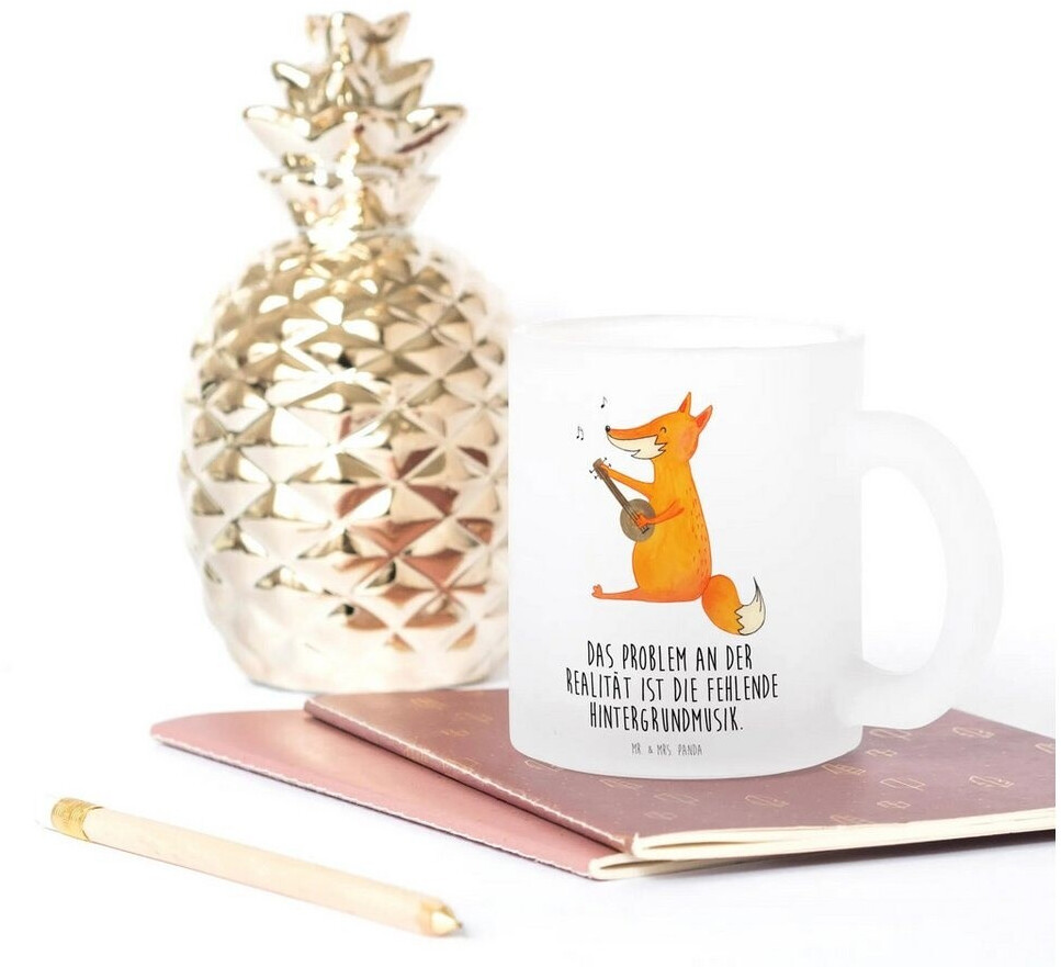 Mr. Mr. & Mrs. Panda Teacup fox guitar tea mug, warbling, musician, music saying, singer, musician, singer - alternate view
