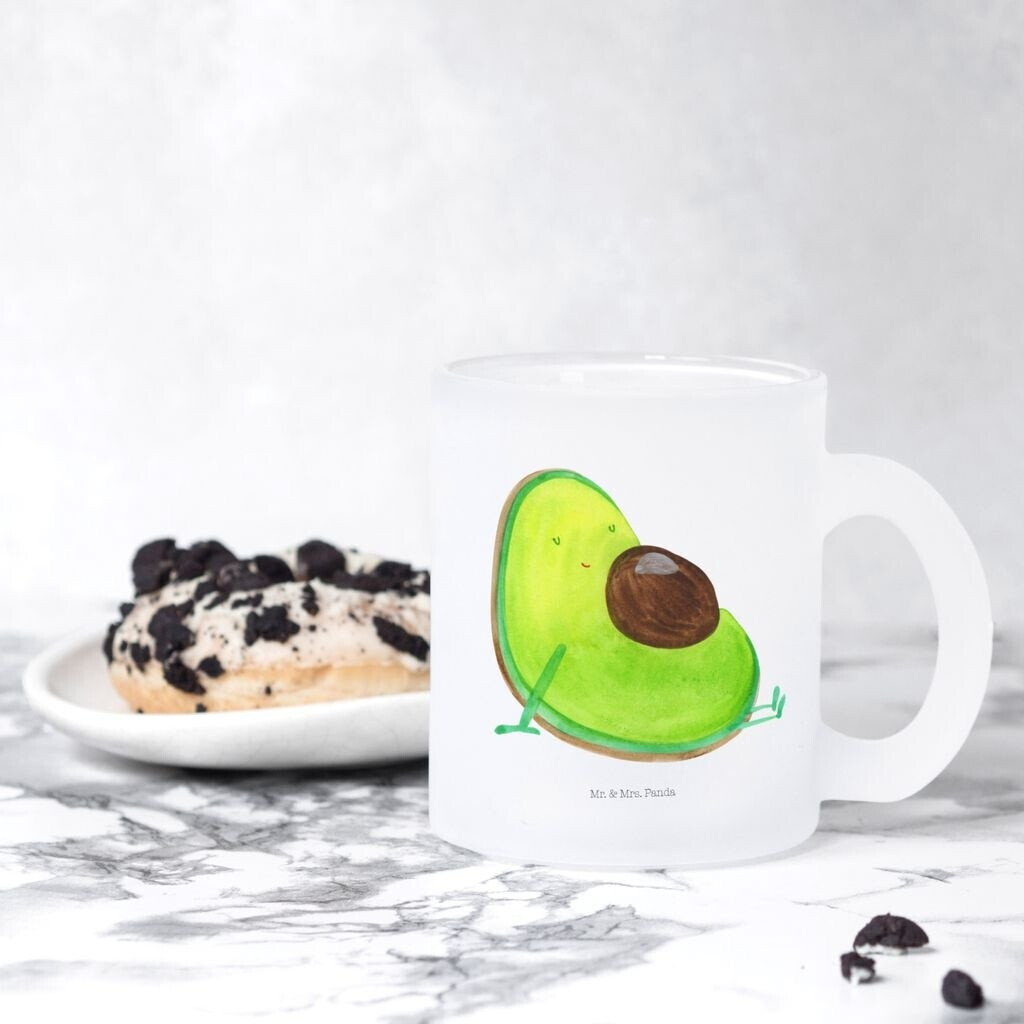 Mr. Mr. & Mrs. Panda Teacup avocado pregnant tea mug, great love, pregnancy veggie, vegan - back view