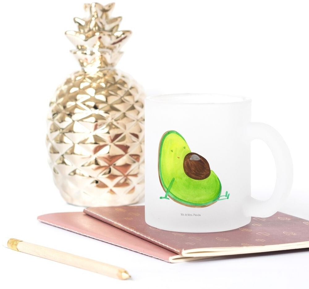 Mr. Mr. & Mrs. Panda Teacup avocado pregnant tea mug, great love, pregnancy veggie, vegan - detail view