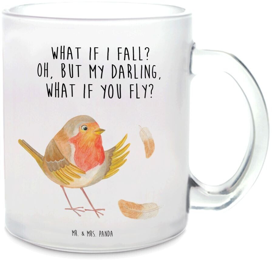 Mr. Mr. & Mrs. Panda Teacup robin with feathers flying saying courage, good mood, bird cute animal motifs - Product image 1 of 4