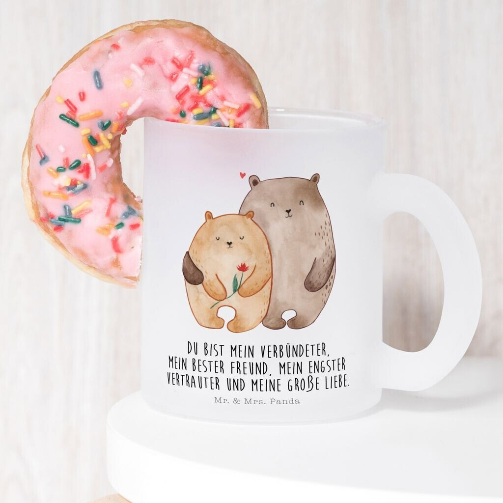 Mr. Mr. & Mrs. Panda Teacup Bears Love Flower Engagement, Girlfriend, Married, Wedding Anniversary, Partner, Hug - back view