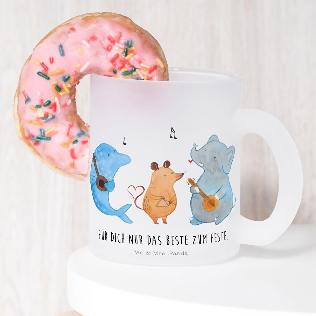 Mr. Mr. & Mrs. Panda Teacup Big Band cute animal motifs, dog, elephant, music, animals guitar, good mood - back view