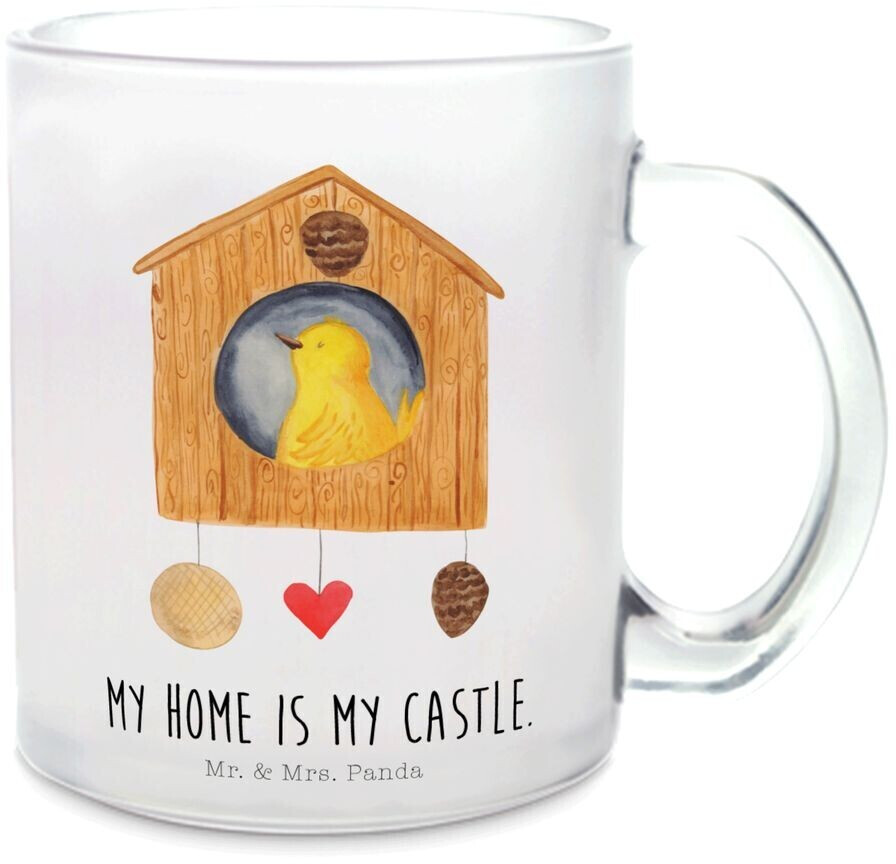 Mr. & Mrs. Panda Glas Teetasse Vogelhaus süße Tiermotive, lustige