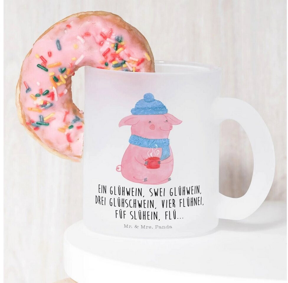 Mr. Mr. & Mrs. Panda Teacup Babbler mulled pig Christmas decoration, winter mulled wine, Christmas Eve, Drunk - side view