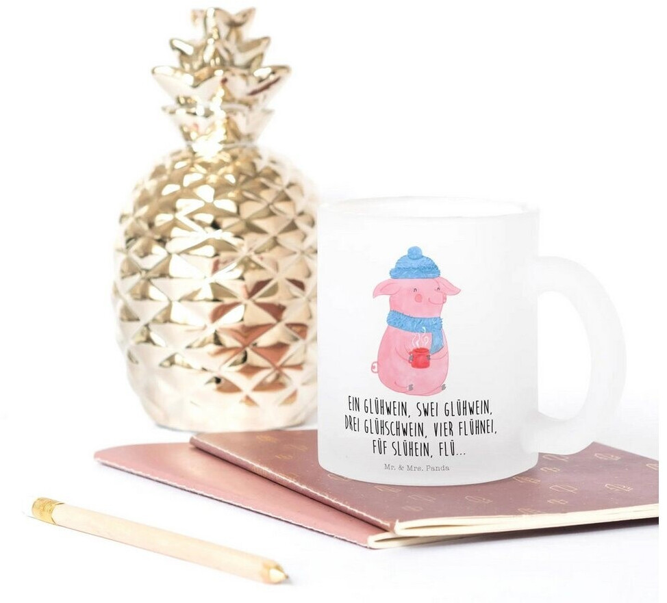 Mr. Mr. & Mrs. Panda Teacup Babbler mulled pig Christmas decoration, winter mulled wine, Christmas Eve, Drunk - alternate view