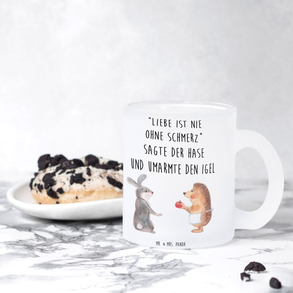 Mr. Mr. & Mrs. Panda Teacup love is never without pain good mood, lovesickness, love saying, funny sayings, hedgehog - side view
