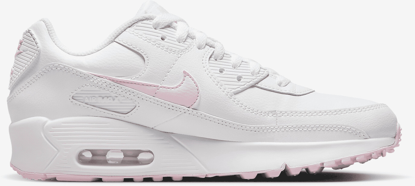 Nike air max 90 leather childrens trainers - white/blue/pink cheap