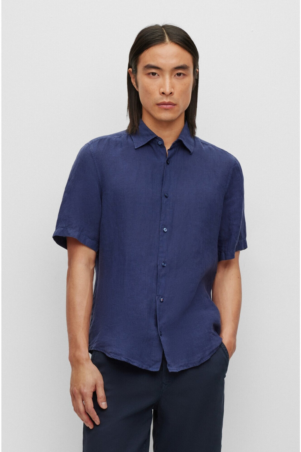 Hugo boss blue deals short sleeve shirt