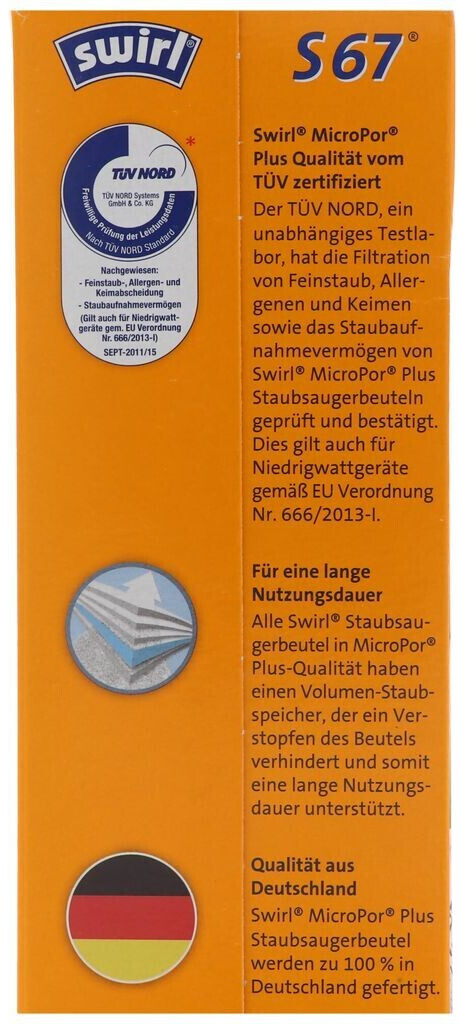 Swirl Staubsaugerbeutel bei Bosch S67 € 13,55 und Plus MicroPor Siemens | für Preisvergleich ab Staubsauger