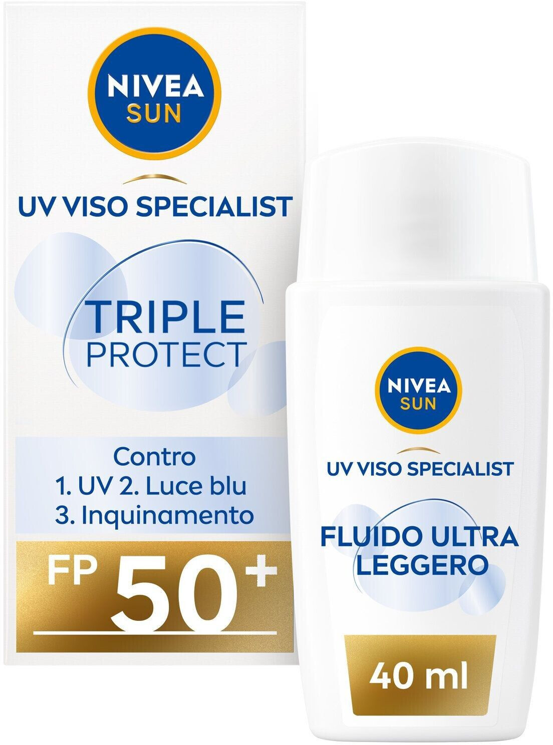 Photos - Sun Skin Care Nivea SUN sun fluid face triple protect SPF 50+  (40 ml)