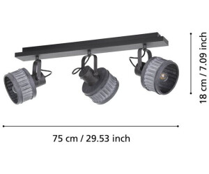 Eglo 43446 Deckenleuchte TURROCK grau-patina, schwarz L:75 B:16 H:30cm  dimmbar ab 84,90 € | Preisvergleich bei