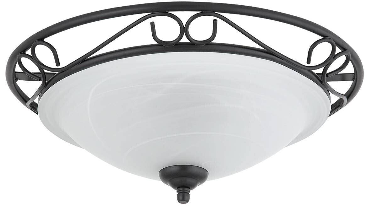 Rabalux 3722 Classic ceiling lamp Athen made of metal glass black/ rice stone glass Ø37cm