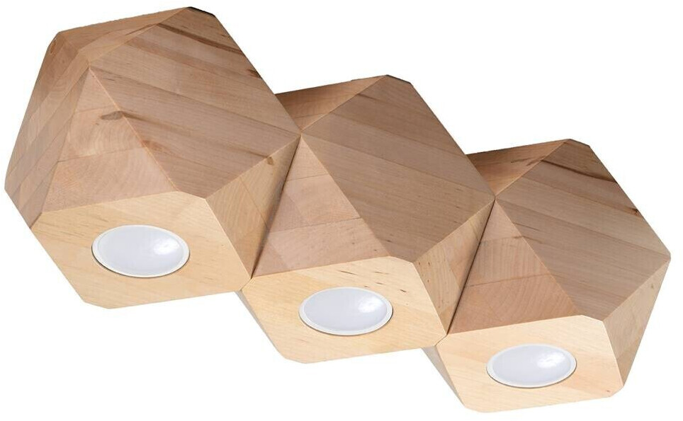 Sollux SL.1010 ceiling light WOODY 3 Natural Wood L: 120, W: 360, H: 120, GU10/40W, dimmable