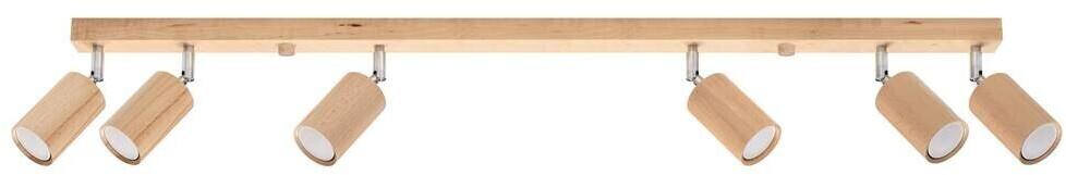 Sollux SL.1043 ceiling light BERG 6 natural wood L: 50, W: 1200, H: 200, GU10/40W, dimmable
