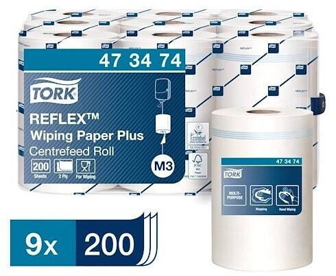 Tork Reflex paper wipes 2-ply white (9 pcs)