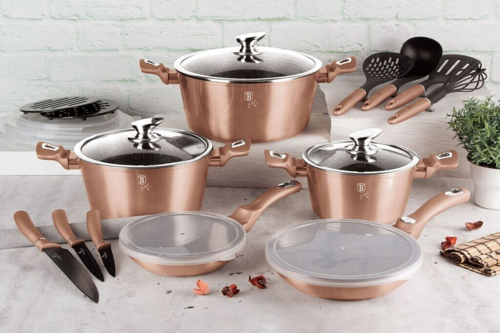 BERLINGER HAUS Wok 30 Cm Metallic Line Rose Gold Edition - Met Gratis Beschermer