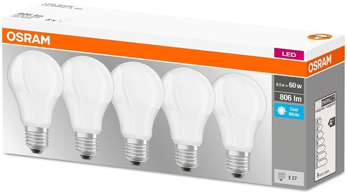 PACK DE 5 FOCOS LED VALUE A60 8W 127V E27 OSRAM — Elektrocontrol