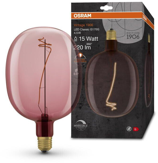 Osram LED lamp replaces 15W E27 special shape in pink 4.5W 220lm 1600K dimmable 1-pack red