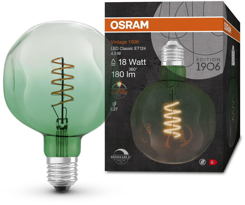 Osram LED lamp replaces 18W E27 special shape in green 4.5W 180lm 2200K dimmable 1-pack green