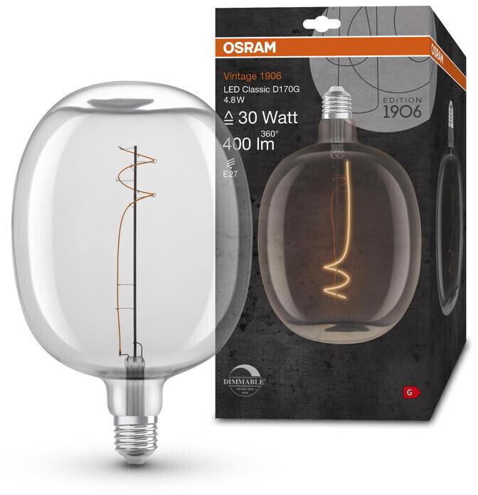 Osram LED lamp replaces 30W E27 special shape in transparent 4.8W 400lm 1600K dimmable 1-pack transparent