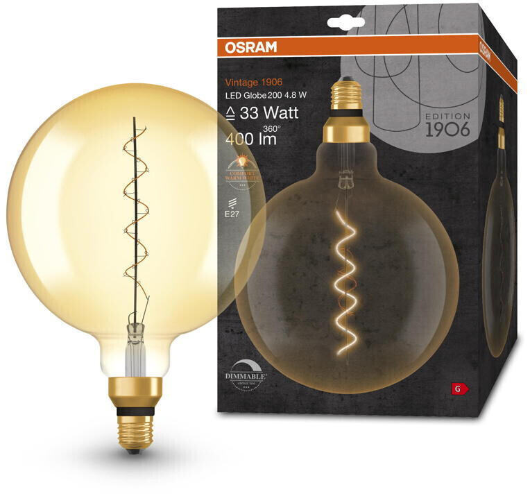 Osram LED lamp replaces 33W E27 Globe - G200 in gold 4.8W 400lm 2200K dimmable 1-pack gold / brass