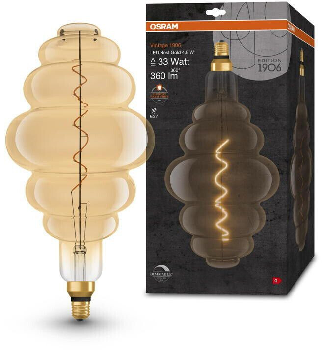 Osram LED lamp replaces 33W E27 special shape in gold 4.8W 360lm 2200K dimmable 1-pack gold / brass