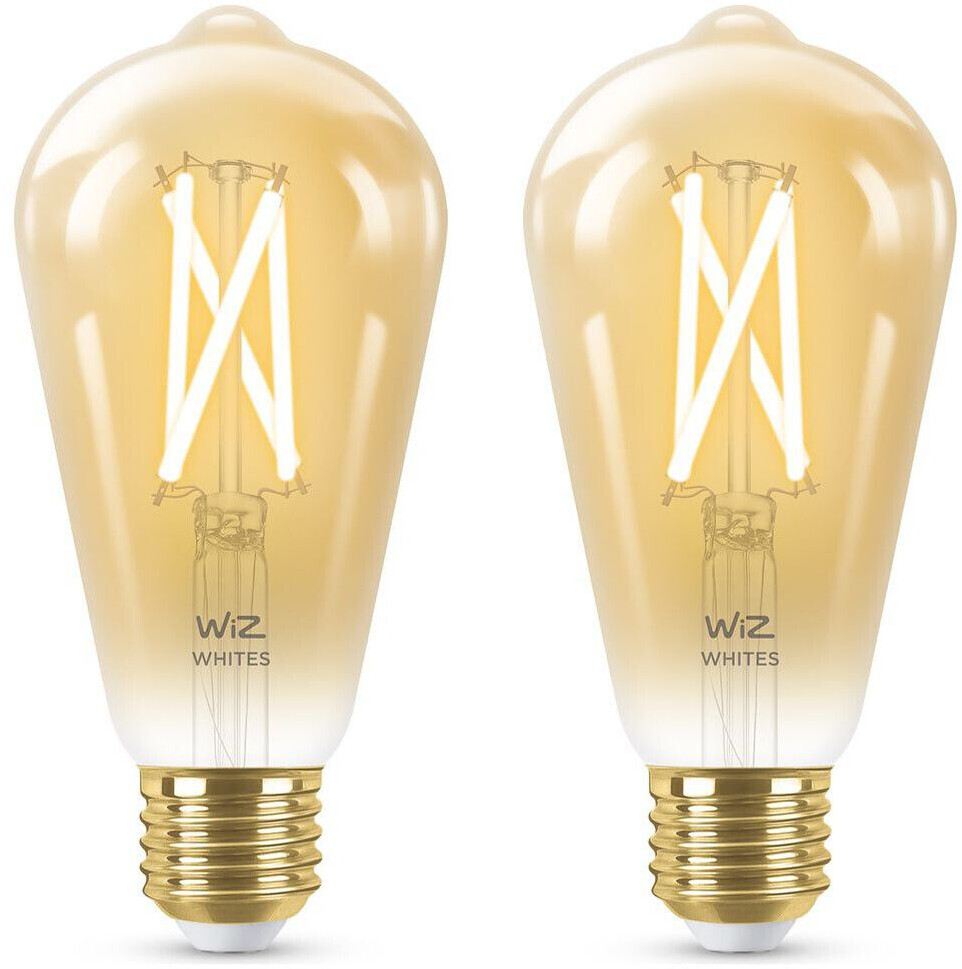 Wiz LED smart bulbs in Amber 7W E27 ST64 640lm 2-pack transparent