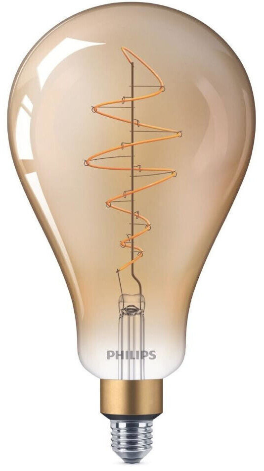 Philips LED lamp replaces 40W, E27 bulb A160, gold, warm white, 470 lumens, dimmable, 1-pack gold / brass