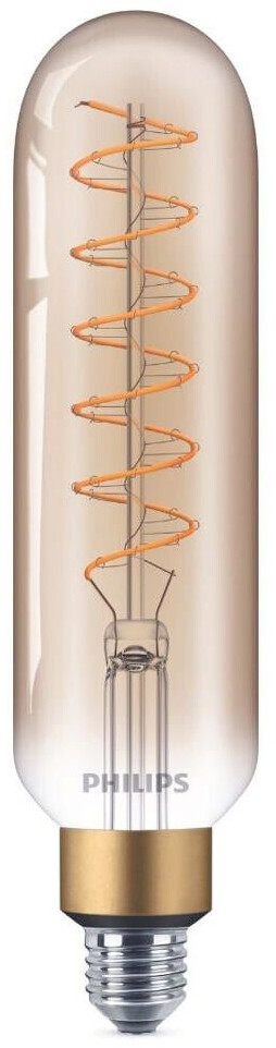 Philips LED lamp replaces 40W, E27 tube shape T65, gold, warm white, 470 lumen, dimmable, pack of 1 gold / brass