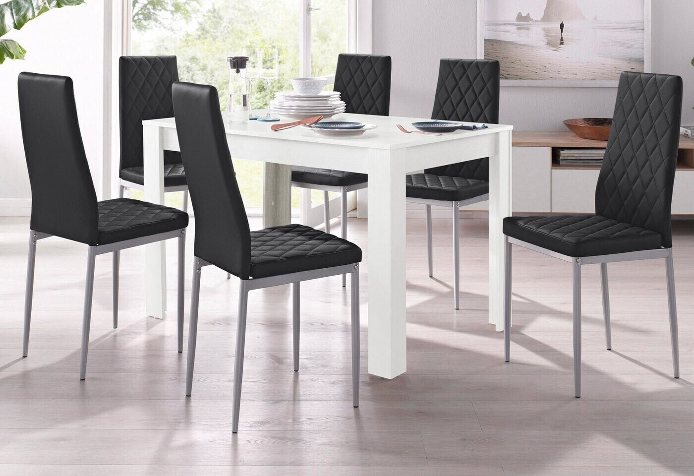 INOSIGN Essgruppe Lynn + Brooke (Set, 5-tlg), mit Tisch in Weiß, Breite 120  cm( Weiß mit Struktur/S) ab 237,99 € | Preisvergleich bei