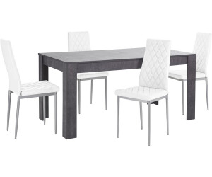 INOSIGN Essgruppe Lynn160/Brooke (Set, 5-tlg), Tisch mit 4 Stühlen(  Schieferfarben/Weis) ab 305,99 € | Preisvergleich bei
