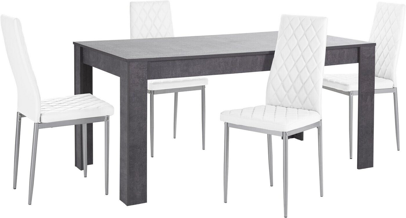 INOSIGN Essgruppe Lynn160/Brooke (Set, 5-tlg), Tisch mit 4 Stühlen(  Schieferfarben/Weis) ab 305,99 € | Preisvergleich bei | Essgruppen