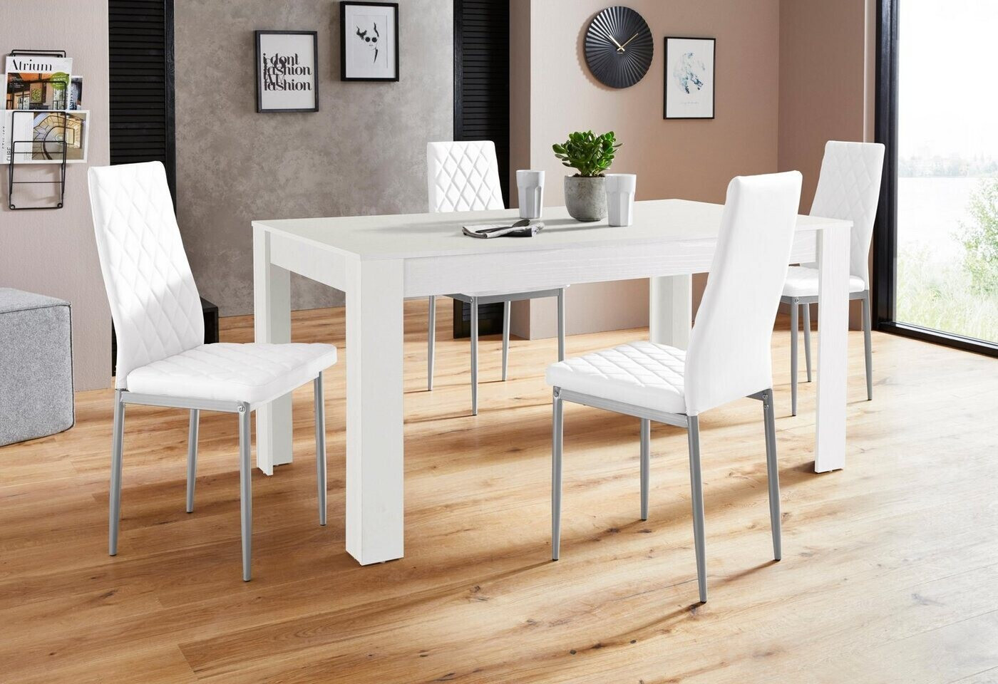 INOSIGN Essgruppe Lynn160/Brooke (Set, 5-tlg), Tisch mit 4 Stühlen( Weiß/ Weiß) ab 287,13 € | Preisvergleich bei