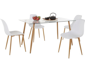Stühlen mit Preisvergleich 254,99 Weiß( | Glastisch ab INOSIGN (Kunststoffschale), Essgruppe € Eckiger (Set, Weiß) bei 4 Miller 5-tlg),