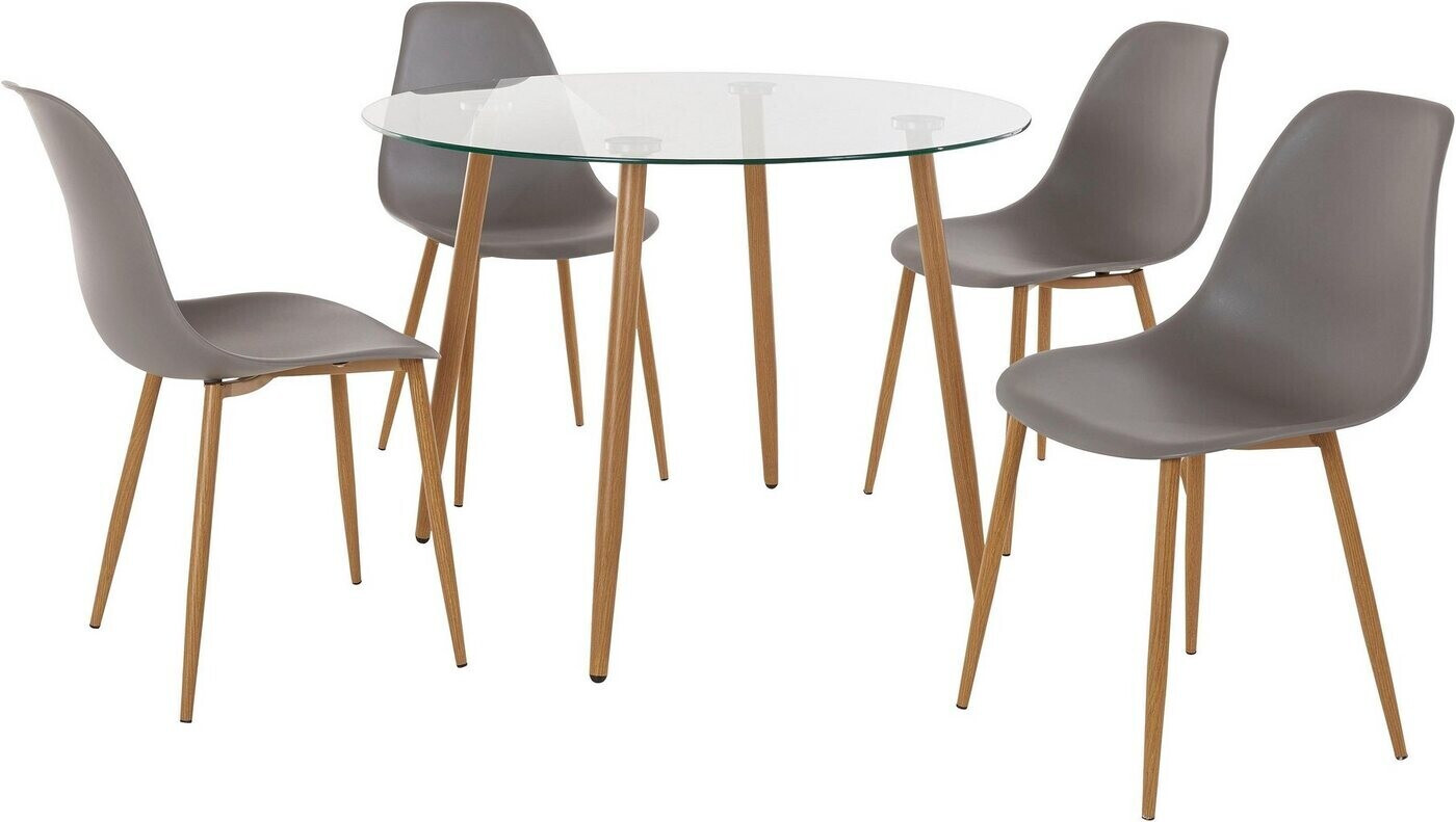 INOSIGN Essgruppe Miller (Set, 5-tlg), Glastisch mit 4 Stühlen  (Kunststoffschale)( hellgrau) ab 229,49 € | Preisvergleich bei | Schalenstühle