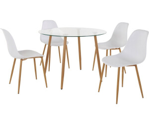 INOSIGN Essgruppe Miller (Set, 5-tlg), mit ab bei 229,49 Stühlen 4 ( Kunststoffschale)( Weiß) | € Glastisch Preisvergleich