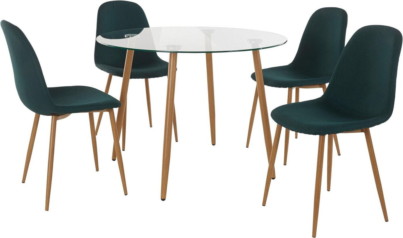 INOSIGN Essgruppe Miller (Set, 5-tlg), Glastisch mit 4 Stühlen (Webstoff)(  dunkelgrün) ab 215,34 € | Preisvergleich bei