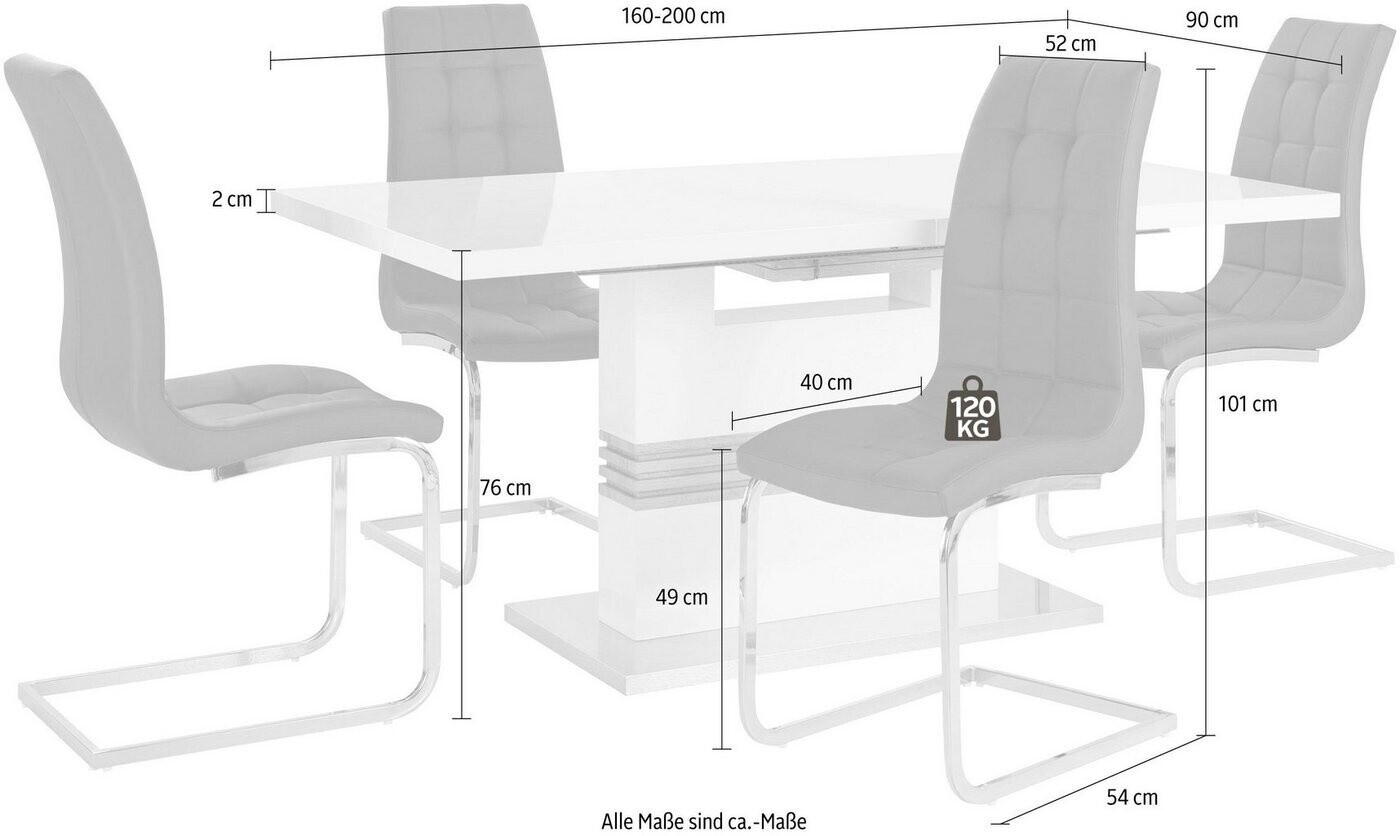 INOSIGN Essgruppe Perez/Lola (Set, 5tlg), mit 4 Stühlen, Tisch