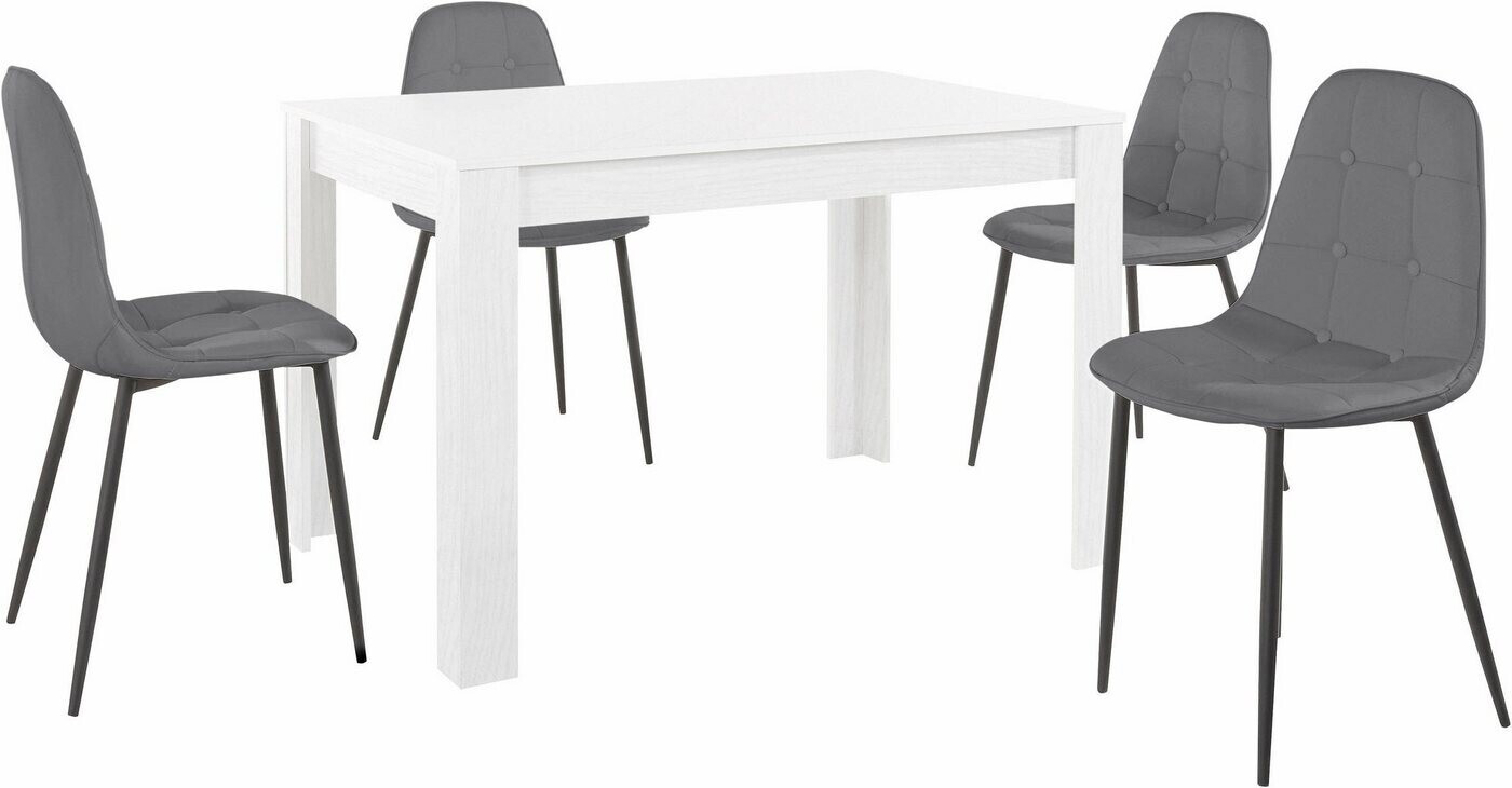 INOSIGN Essgruppe, (Set, 5-tlg), mit Esstisch 120 cm breit( Weiß/Grau) ab  424,99 € | Preisvergleich bei