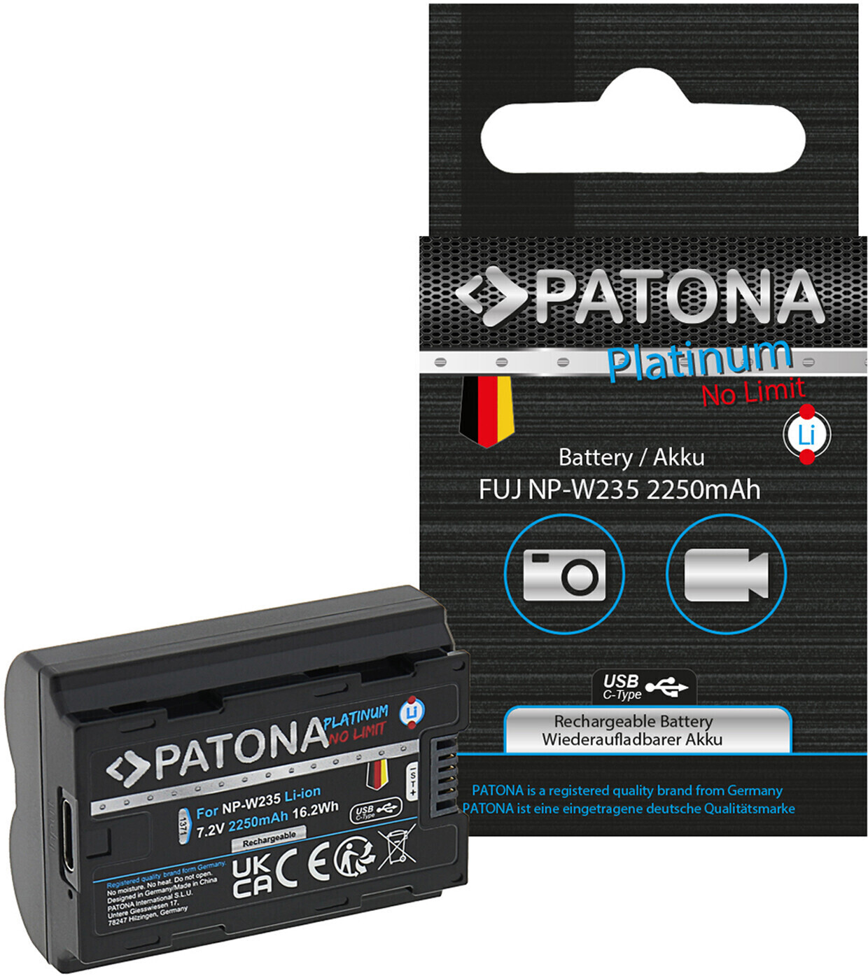 Patona Platinum Replacement Battery for Fuji NP-W235 (2250mAh)