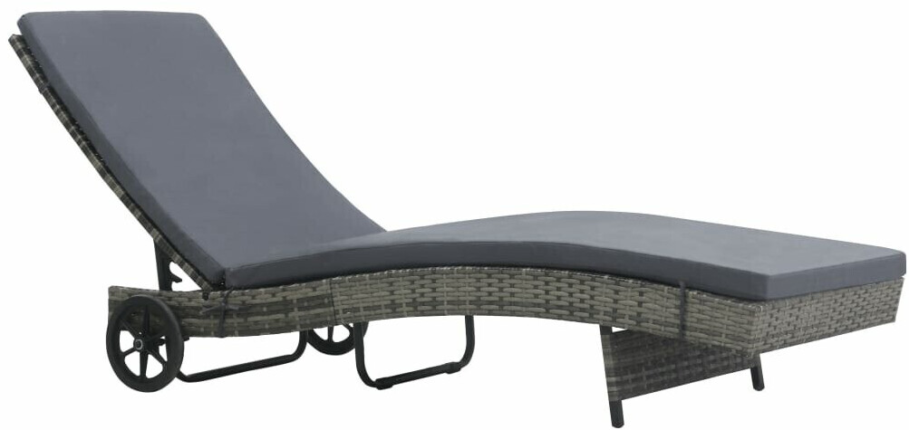vidaXL Sonnenliege mit Rollen/Auflage Polyrattan anthrazitgrau (47753