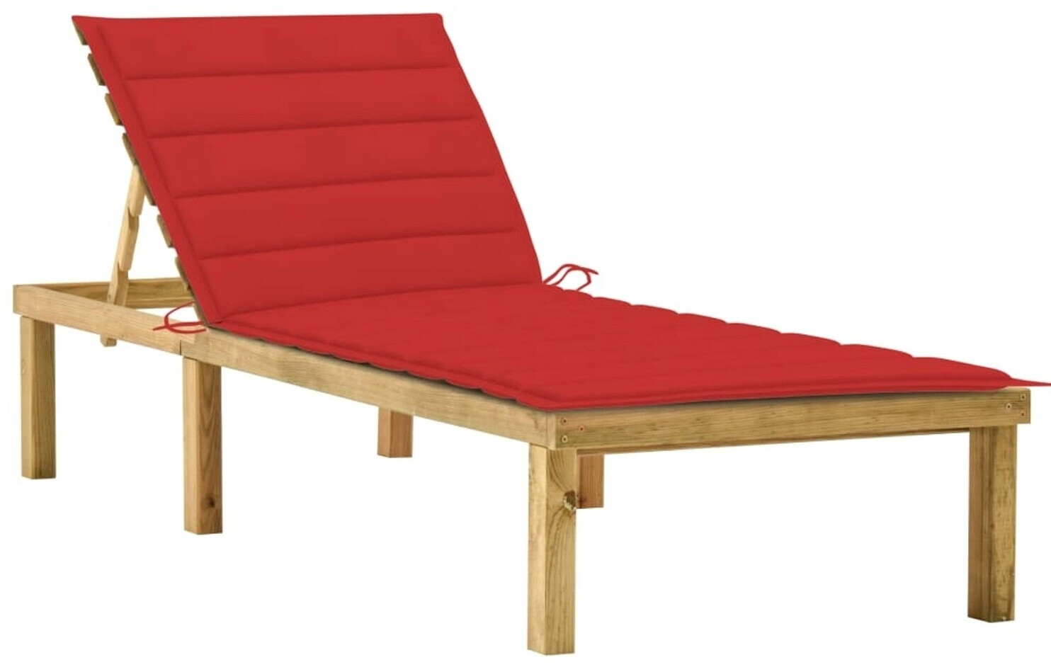 vidaXL Sonnenliege mit roter Auflage Imprägniertes Kiefernholz (3065855)
