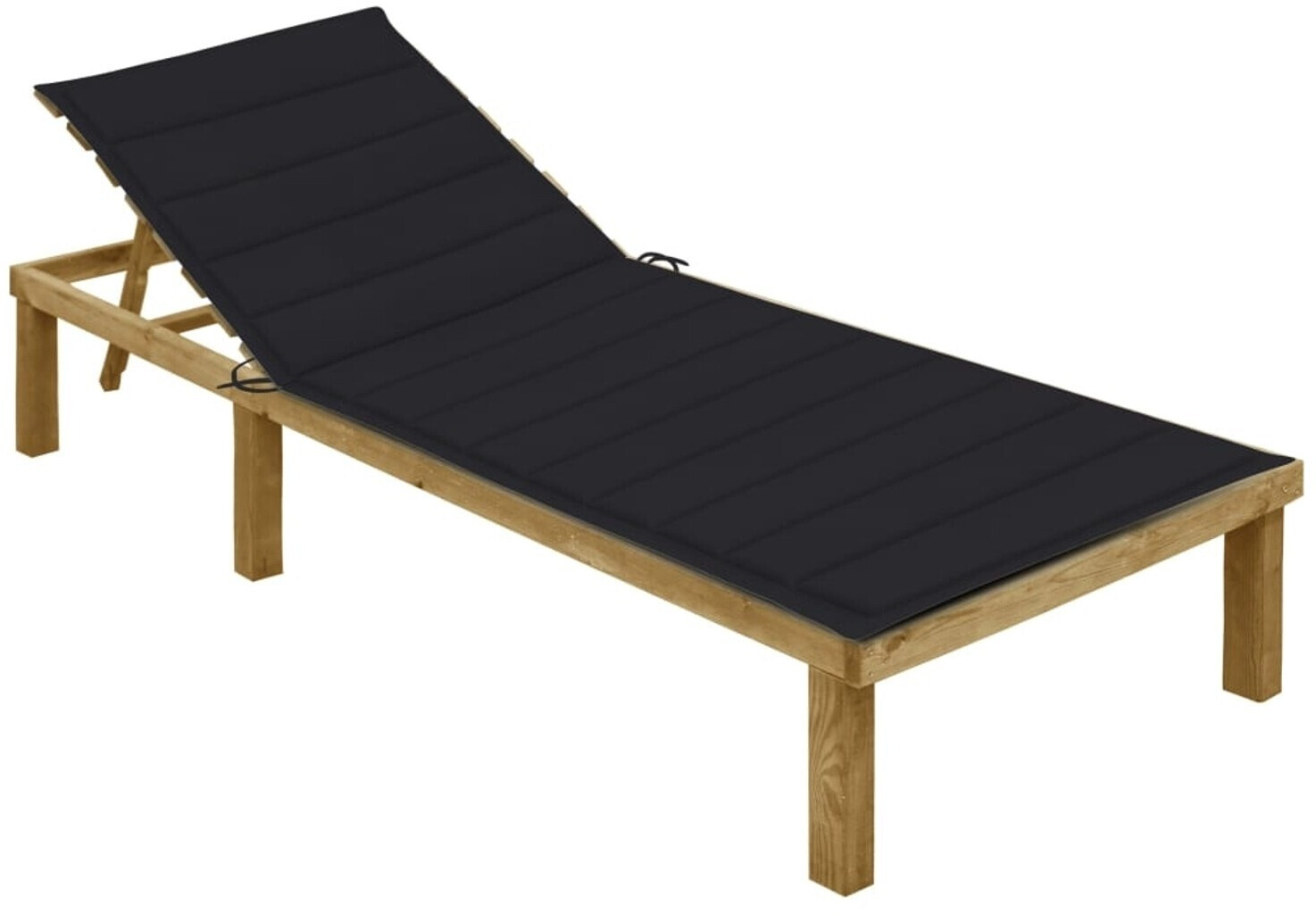 vidaXL Sonnenliege mit schwarzer Auflage Imprägniertes Kiefernholz (3065826)