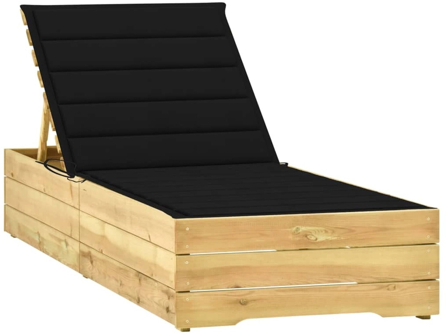 vidaXL Sonnenliege mit schwarzer Auflage Imprägniertes Kiefernholz (3065916)