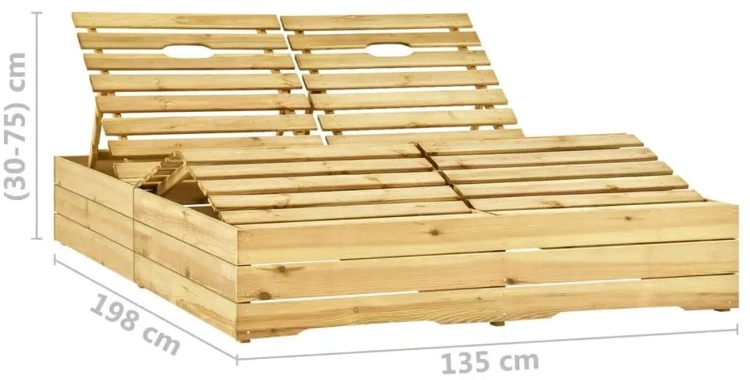 vidaXL Doppel-Sonnenliege grün Imprägniertes Kiefernholz braun (315405)