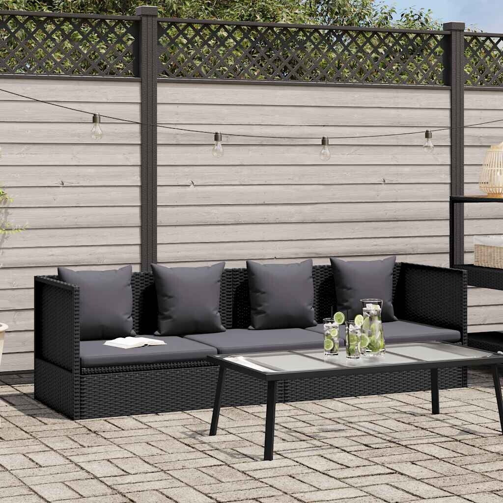 vidaXL Garten-Sofabett mit Kissen Polyrattan schwarz (46087)