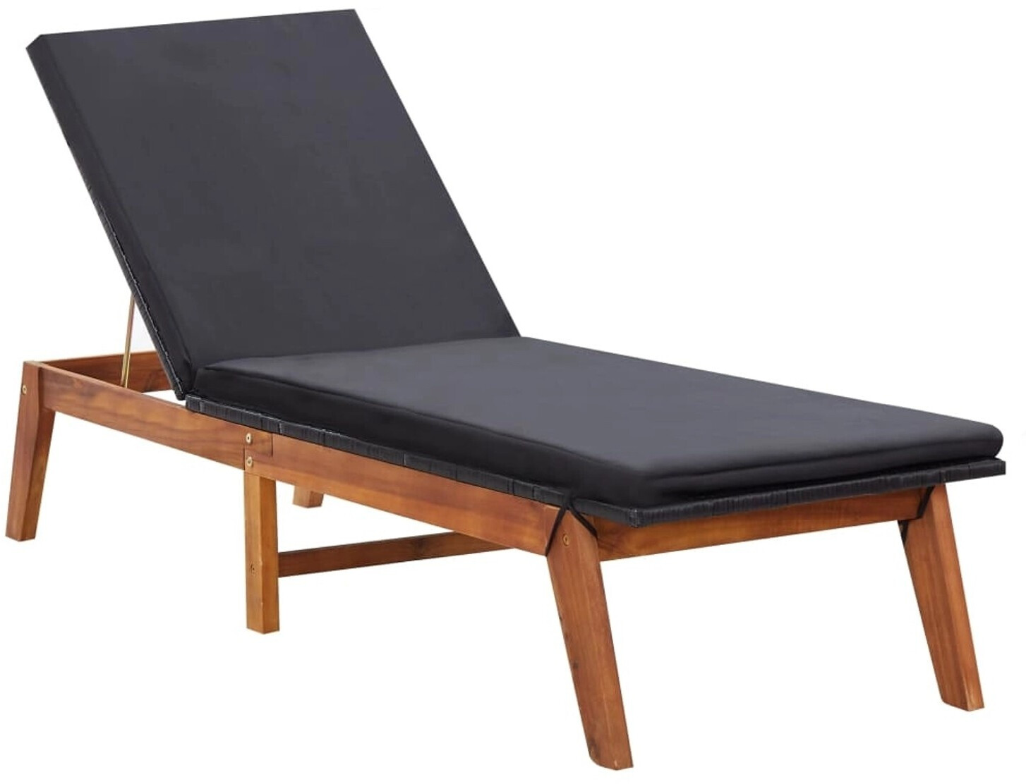 vidaXL Sonnenliege mit Auflage Polyrattan/Massivholz Akazie schwarz (45990)