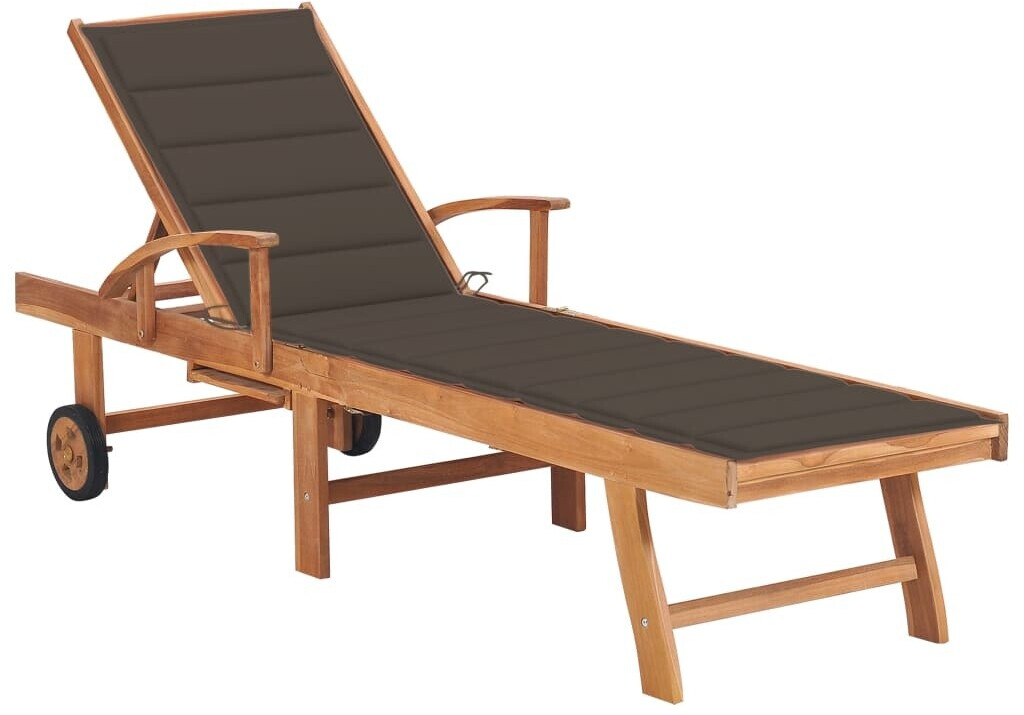 vidaXL Sonnenliege mit Auflage taupe Teak (3063014)