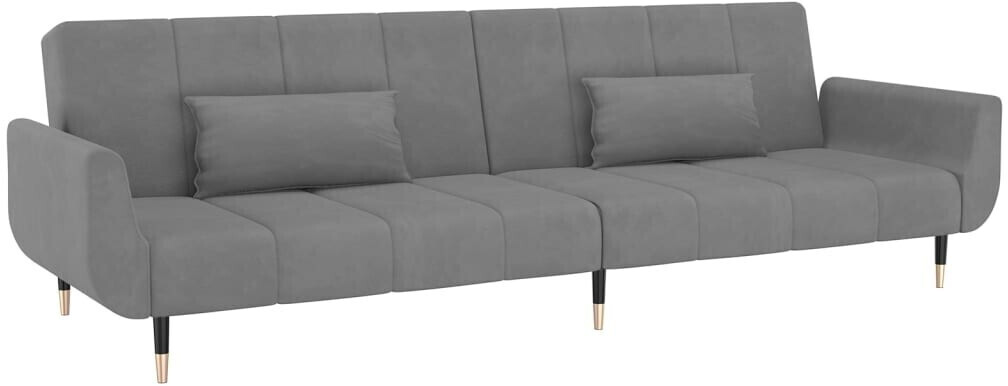 vidaXL 2-Seater Sofa Bed Velvet 220cm (3375) with 2 Cushions light grey